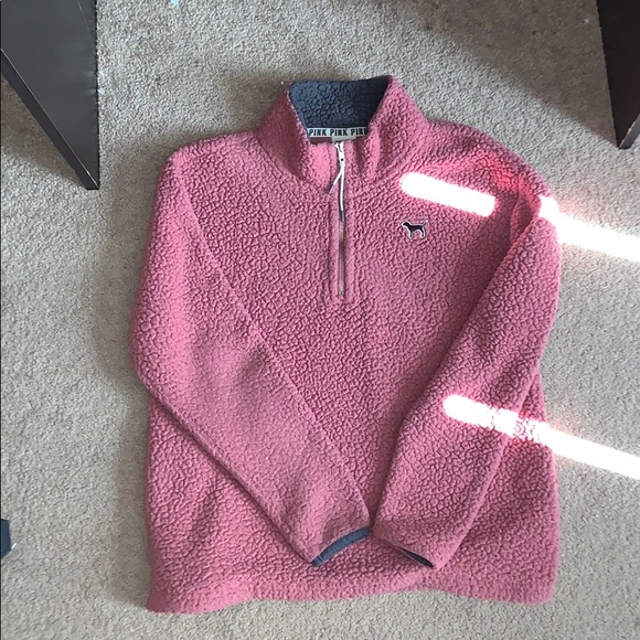 🍂VS Pink Sherpa Quarter ZIP Pullover - Picture 3 of 5
